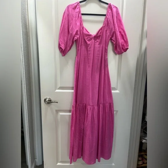 Billabong Hot Pink Puff Sleeve Maxi Dress - Picture 2 of 9